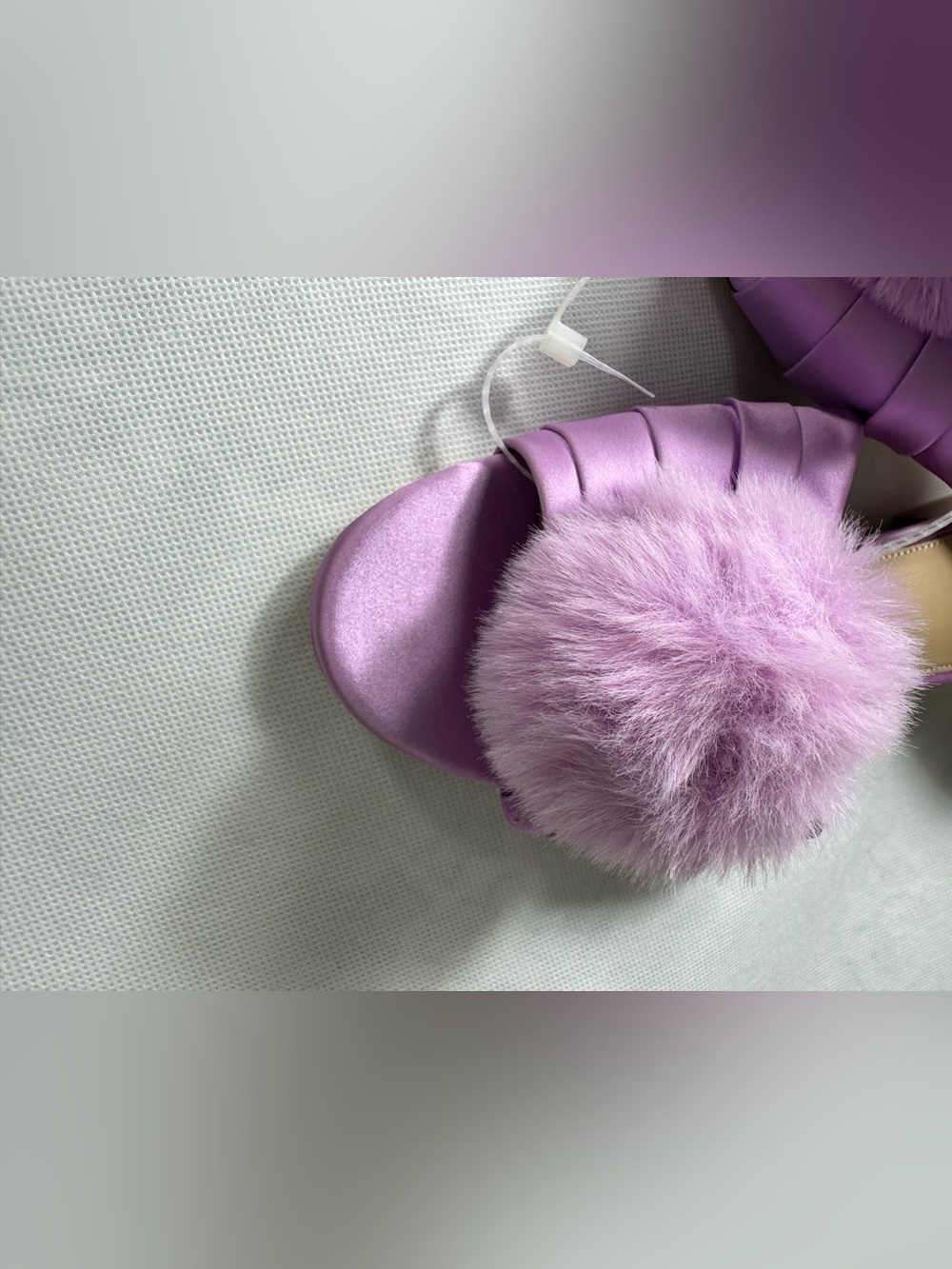 ANTONIO MELANI Lilac Pom-Pom Satin Slide Mules - Picture 4 of 10